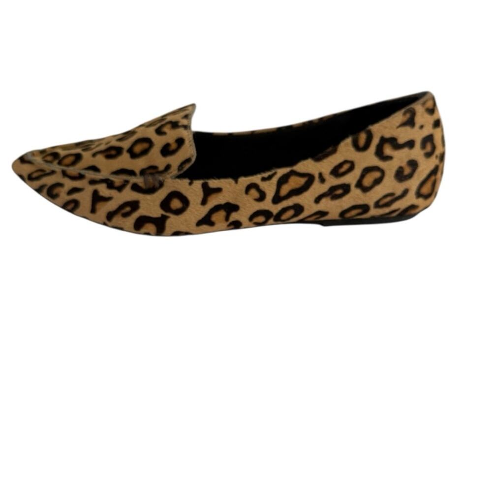Jeffrey Campbell 6 Leopard Pointed Toe Loafer Flats Haircalf Slip-On